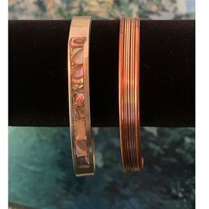 Hechoen Mexican Silver Cuff and Silver-Copper Cuff, Set of 2